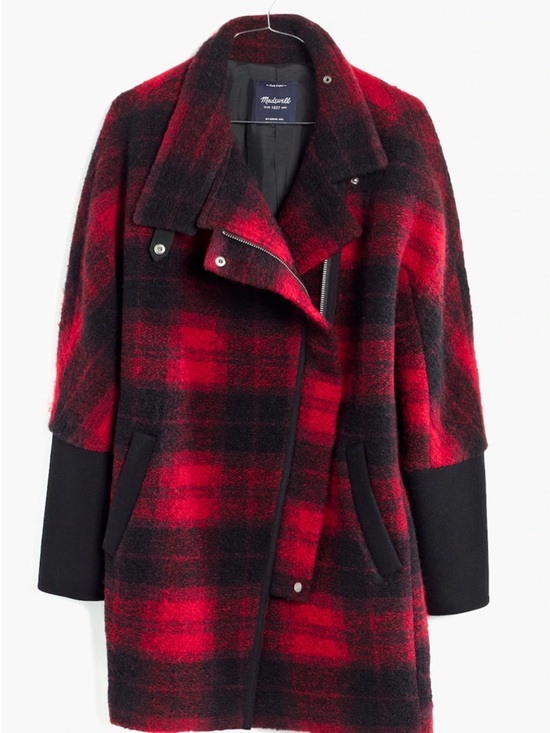 Madewell Jackets & Blazers - Madewell Flame Red Plaid City Grid Wool Cocoon Coat 0 Oversized